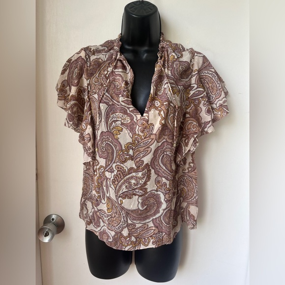 Intermix Carolina Paisley Silk Chiffon Top size S - Picture 4 of 16